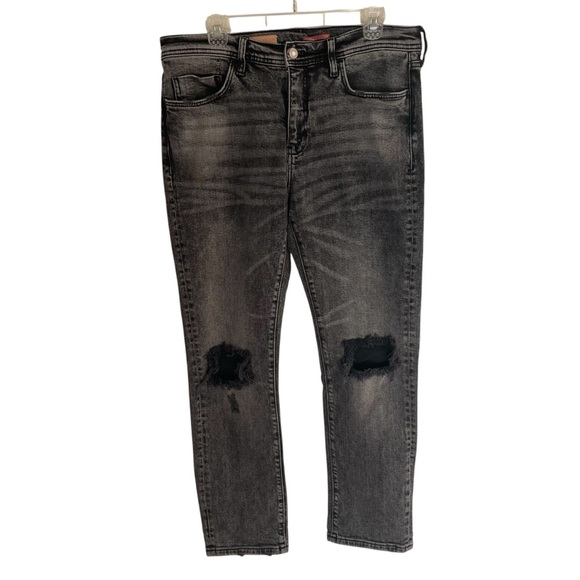 Pilcro Black Ripped Denim Jeans ladies size 31 waist Anthropologie retro grunge - Picture 1 of 6